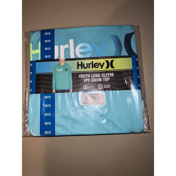 Hurley Youth Long Sleeve UPF Swim Top Boys 10/12 New In Bag Teal Colored - Picture 1 of 3